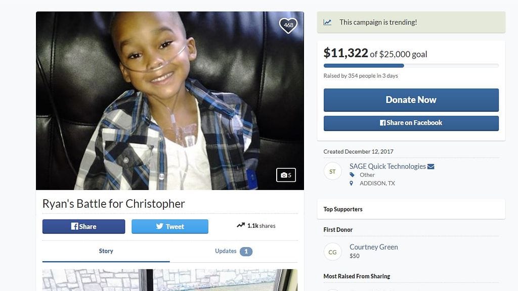 Poika joutui turhaan satoja kertoja lääkäriin. Kuva uusimmasta varainkeruukampanjasta, jonka tarkoituksena on kerätä varoja isän taisteluun poikansa huoltajuudesta.