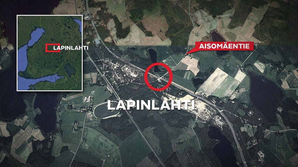 Kartalle merkitty onnettomuusristeys poliisilta saatujen tietojen mukaan.