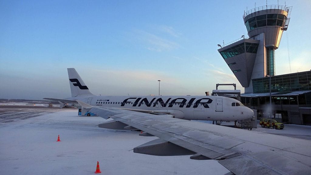 Kuvituskuvaa Finnairin lentokoneesta.