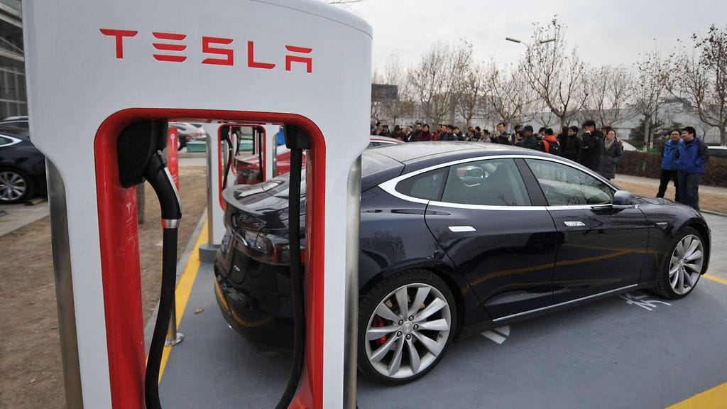 Teslan Supercharger-asema Pohjois-Kiinassa.