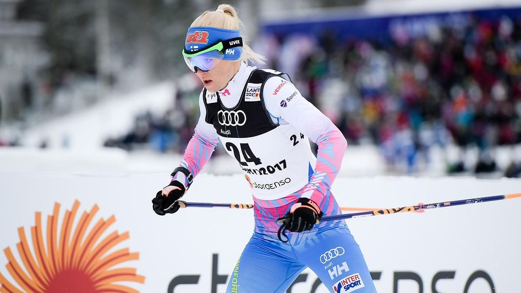 Mari Laukkanen osallistui myös hiihdon MM-kisoihin Lahdessa.