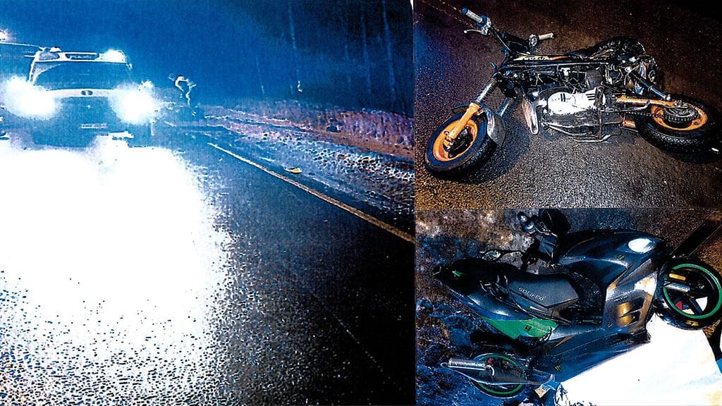 Auto törmäsi kahteen mopoon, joista toisen kuljettaja menehtyi.