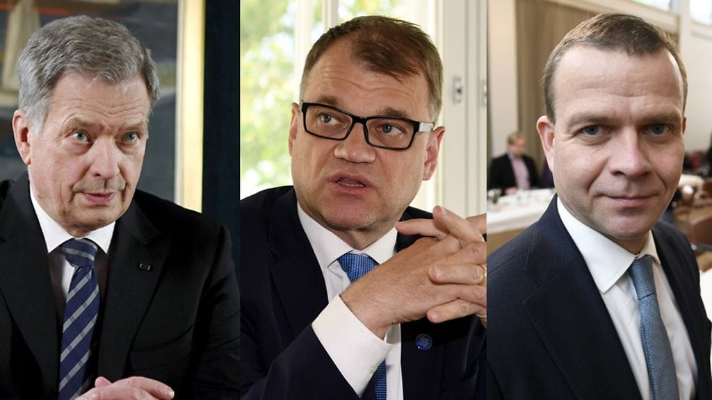 Kyselyn kolmen kärki: Sauli Niinistö, Juha Sipilä ja Petteri Orpo.