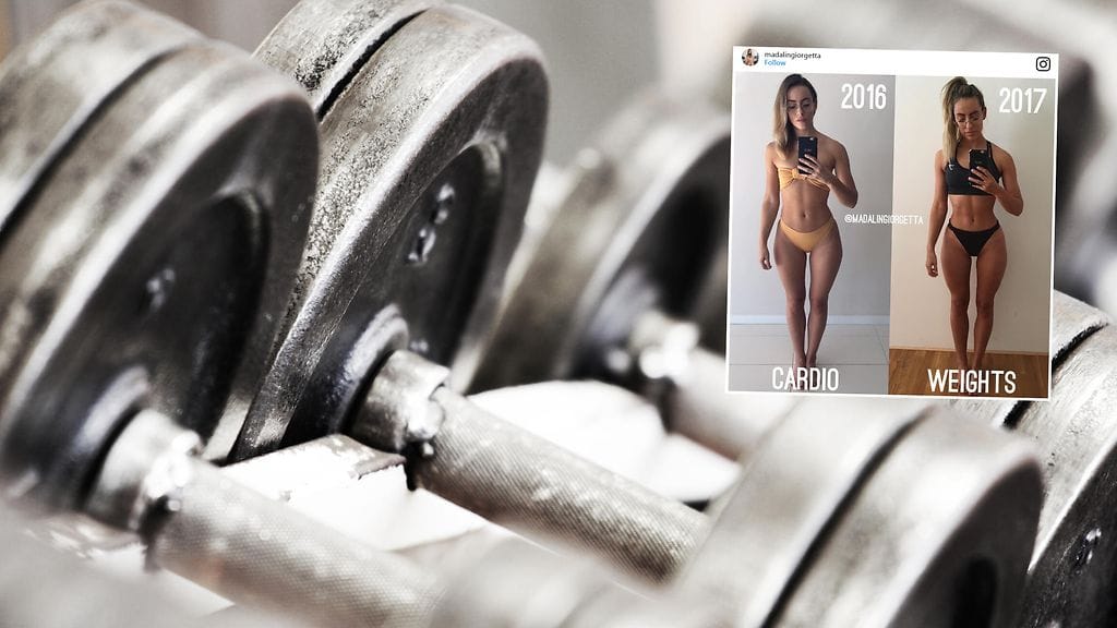 Kuntosalitreeni on muokannut nuoren naisen vartalon timmiin kuntoon.