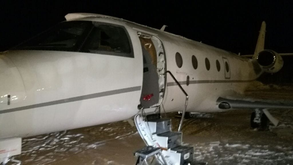 Kuva turmakoneesta Kittilän lentokentällä.