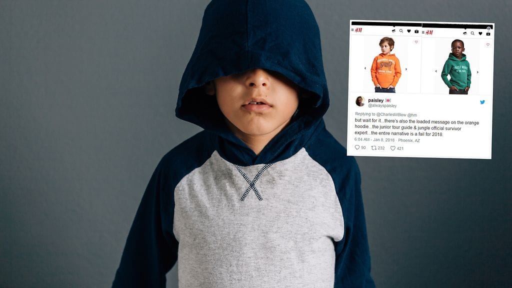 Vaateketju H&M:n kuvavalinnat eivät yleisön mielestä ole nykypäivää. H&M poisti kuvan myöhemmin sivuiltaan.