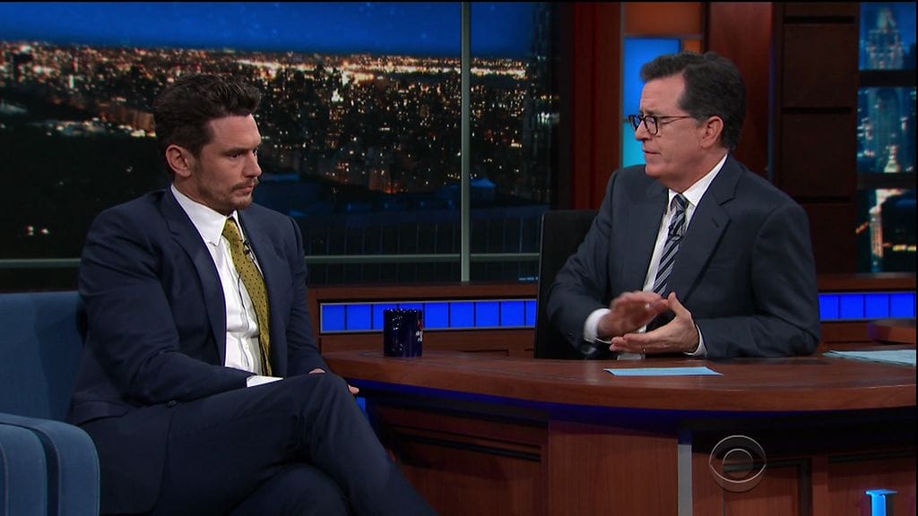 James Franco Stephen Colbertin vieraana 10.1.2018