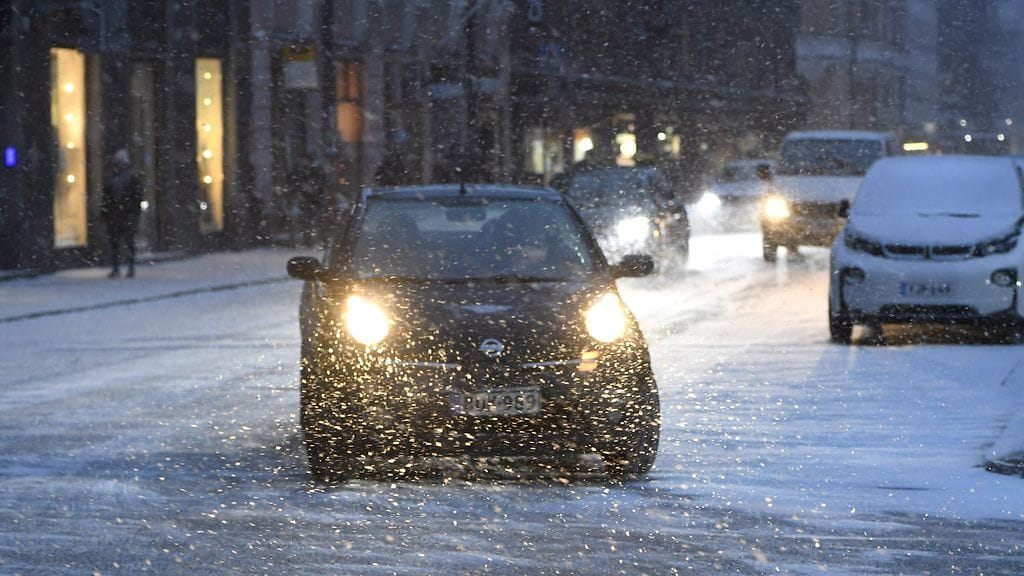 Talvi liikenne lumi kuvituskuva tie auto 2