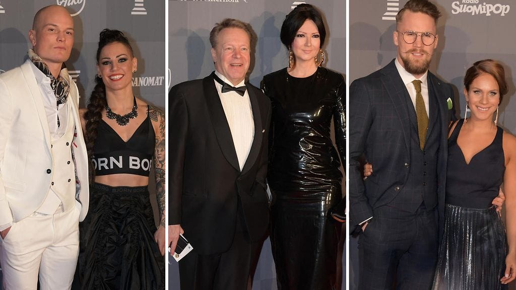 Eva Wahlström ja Niklas Räsänen, Ilkka Kanerva ja Elina Kiikko sekä Eevi Teittinen ja Teemu Packalén Urheilugaalassa