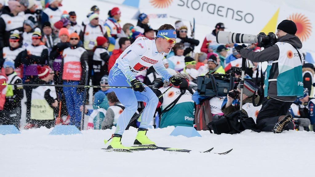 Sami Jauhojärvi miesten viestissä Lahden MM-hiihdoissa vuonna 2017.