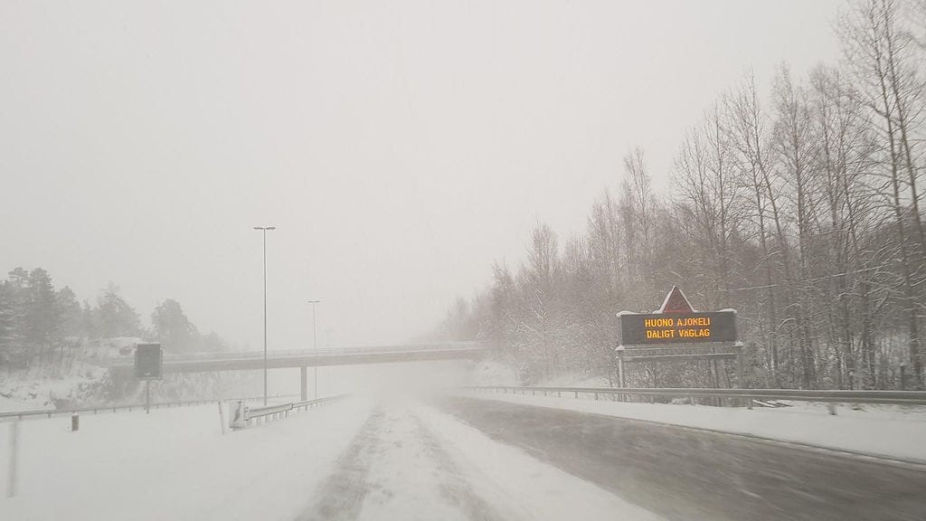 Liukasta Sipoossa VT7 kohdalla 18.1.2018.