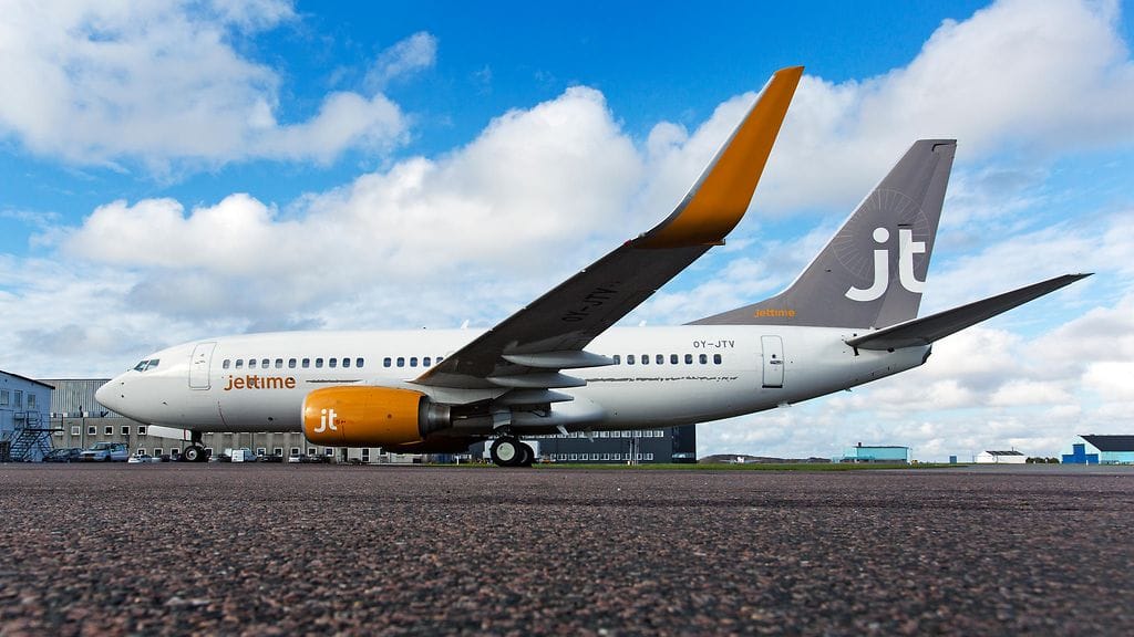 Kuvituskuvaa tanskalaisesta charter-lentoyhtiö Jet Timestä.