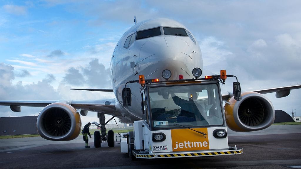 Kuvituskuvaa Jet Time -lentoyhtiön koneesta.