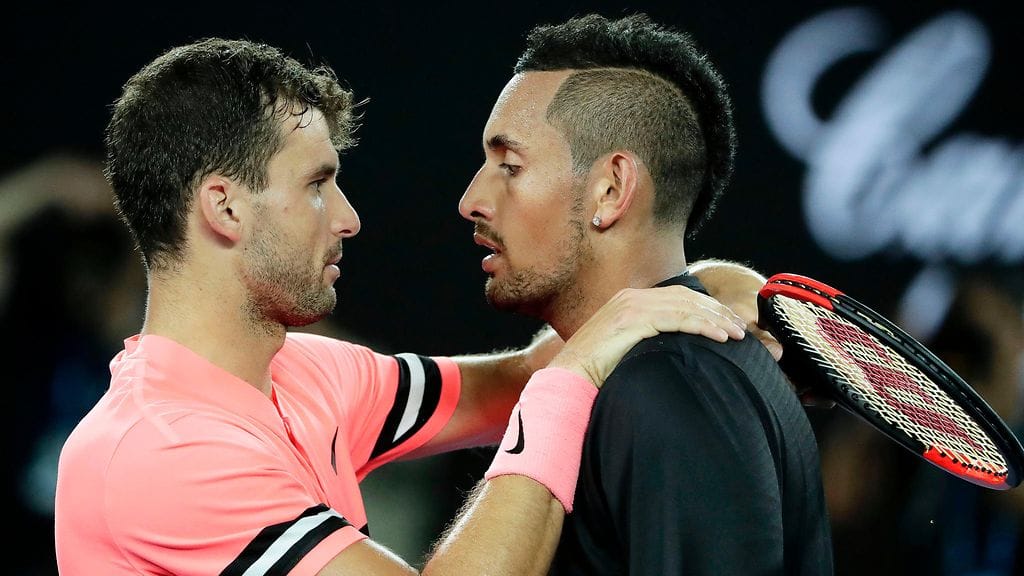 Grigor Dimitrov ja Nick Kyrgios kiittivät toisiaan ottelun jälkeen.
