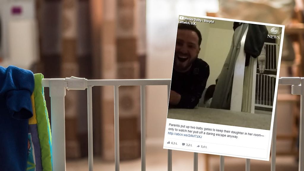 Kekseliäs taapero onnistui ohittamaan kaksi turvaporttia.