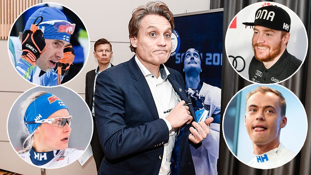 Huippu-urheiluyksikön johtaja Mika Kojonkoski on kiperien päätösten edessä. Samu Torstin (oik. ylhäällä) olympiapaikka pitäisi avata ovi myös Lari Lehtoselle (vas. ylhäällä), Anne Kyllöselle ja Perttu Hyväriselle.