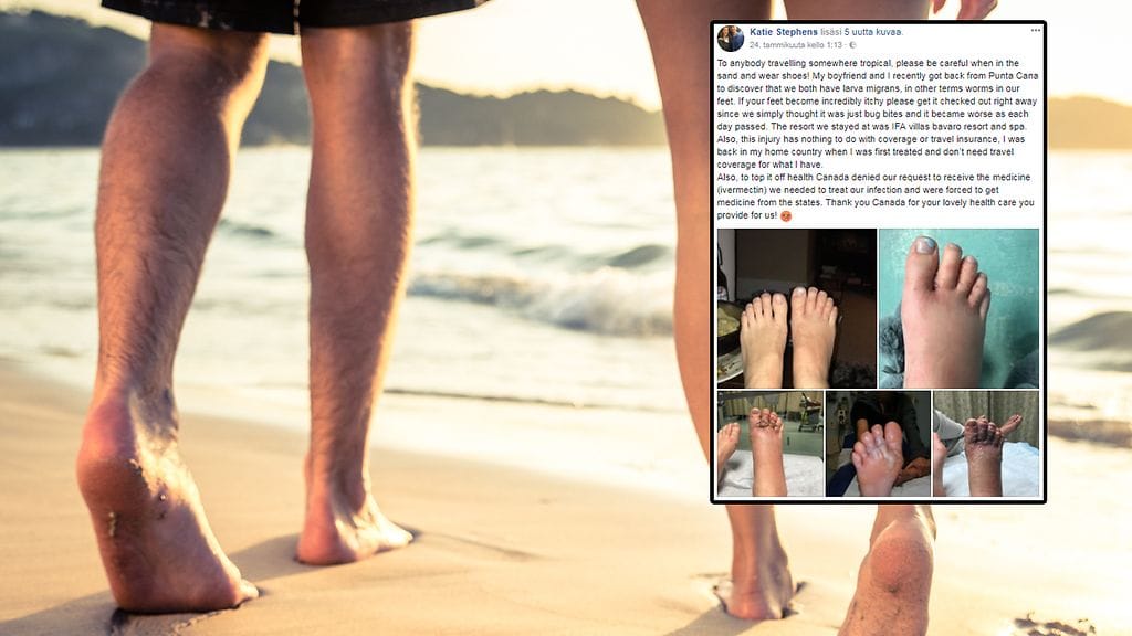 Pariskunta toi rantalomalta tuliaisiksi matoja.