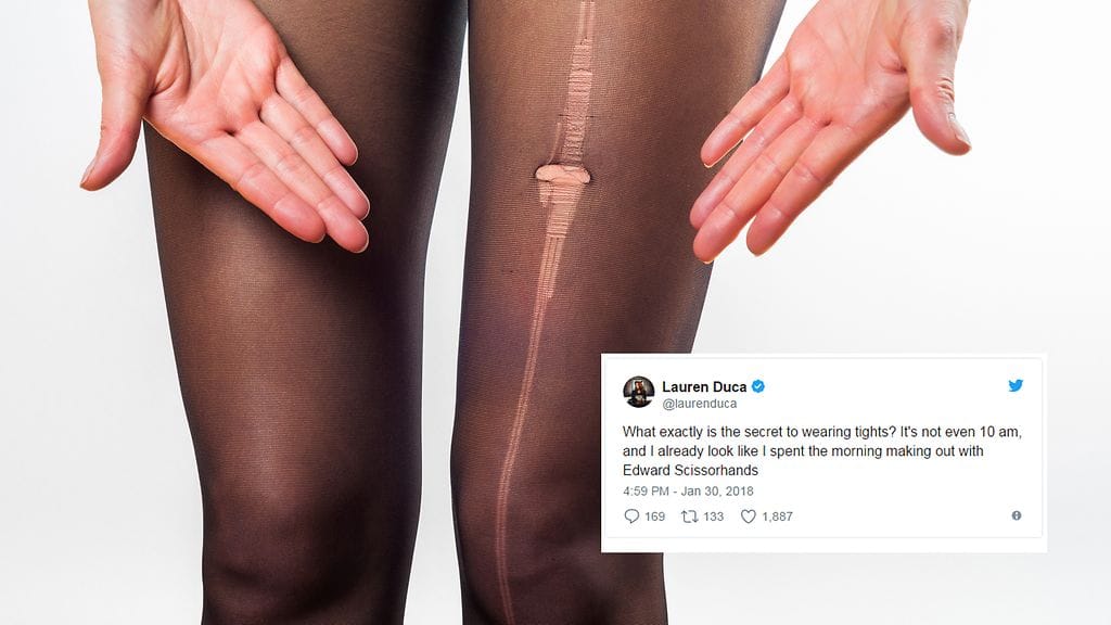 Miten sukkahousut saa pidettyä ehjinä? Twitter-käyttäjät kertoivat Lauren Duacalle vastauksen.