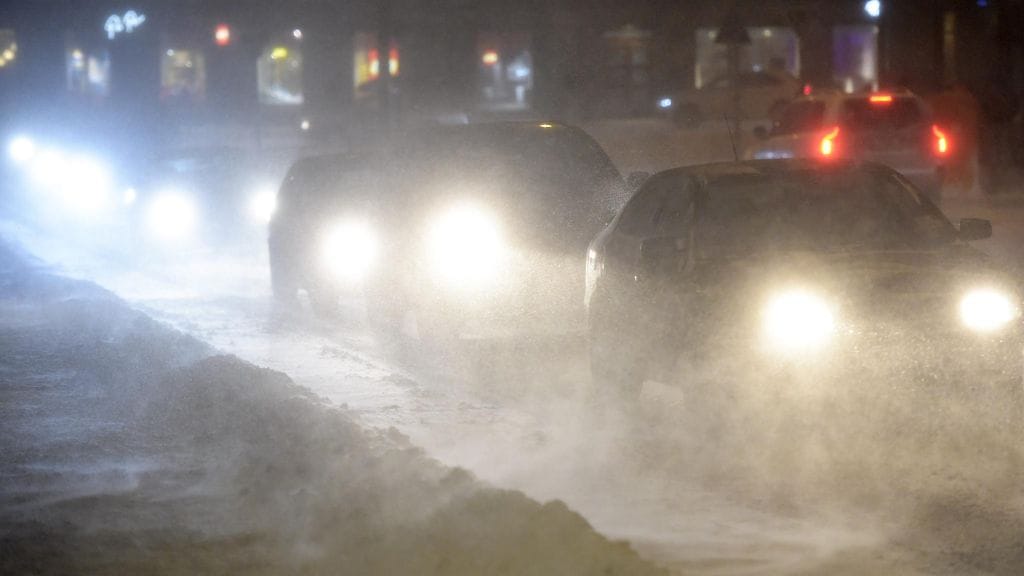 Lunta pyrytti Helsingin keskustassa 1. helmikuuta 2018.