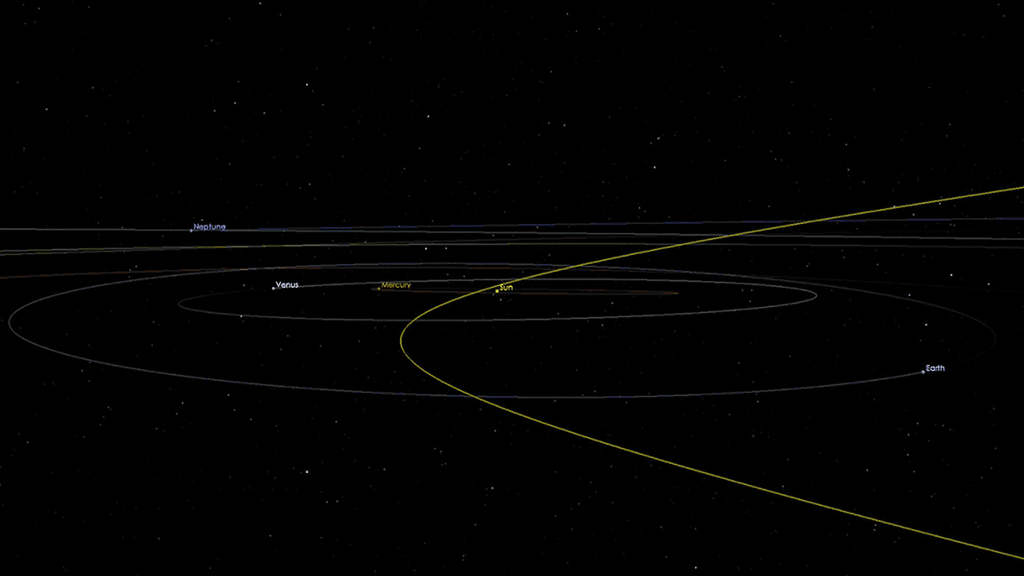 Asteroidi 2002 AJ129 ohittaa Maan 4.2.2018. Kuva: Nasa.
