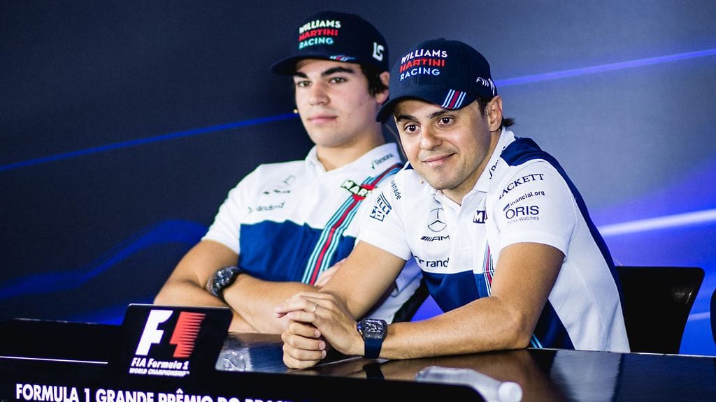 Lance Stroll ja Felipe Massa Brasilian GP:ssä viime marraskuussa.