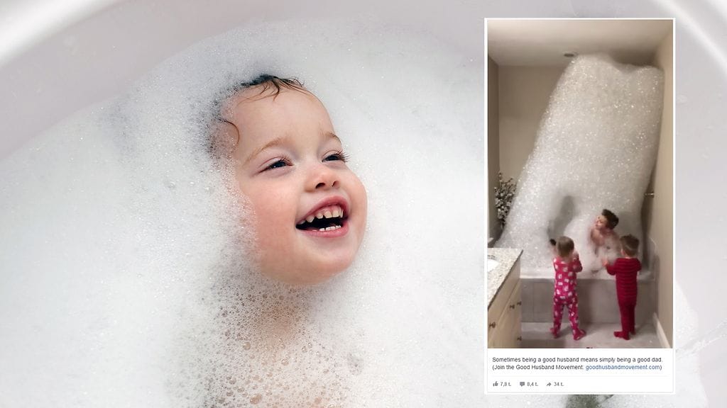 Kylpyvaahtovuori teki lapset iloisiksi.