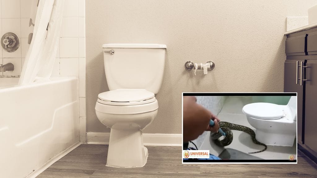 Vessanpöntön takana lymyili naisen kauhuksi kolmemetrinen pyton.