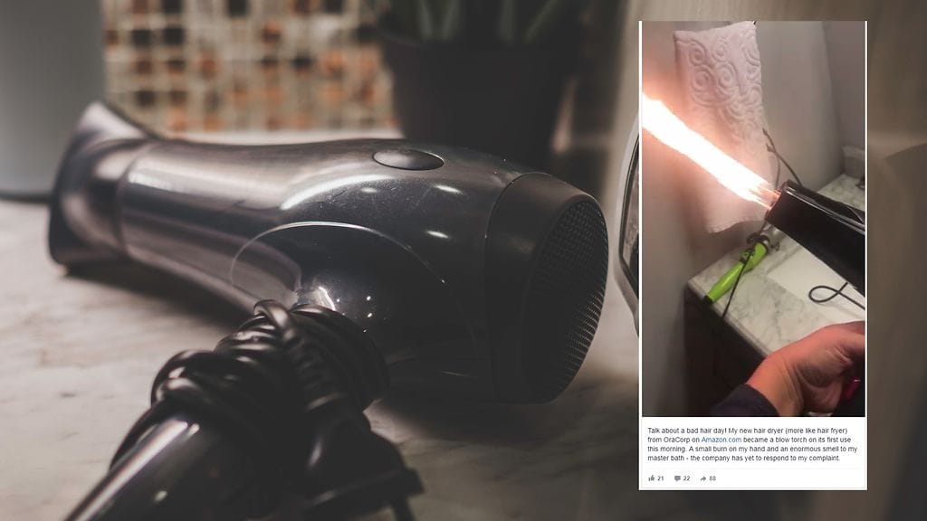 Erikan mukaan vaaran aiheuttanut hiustenkuivaaja oli OraCorp-merkiltä, tilattu Amazonista.