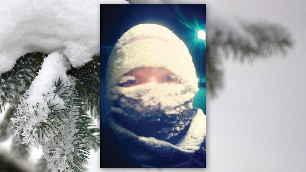 Kuvassa uutisankkuri Aino Huilaja on juoksulenkillä Kaukosessa joulukuussa 2013. Pakkasta on -33 astetta. Tällä kertaa ei ollut koiraa mukana.