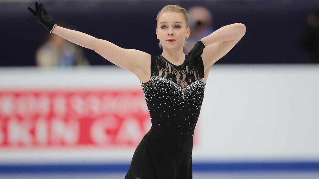 Viveca Lindfors sai Sloveniassa pisteet 160,47. Kuva tammikuun EM-kisoista Moskovasta.