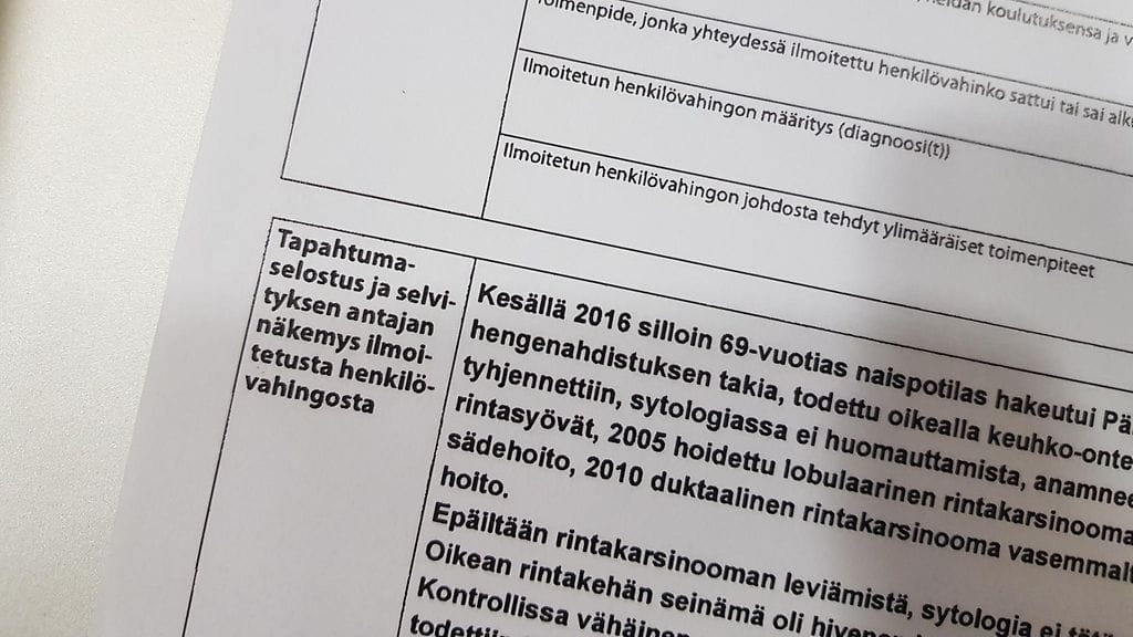 ÄLÄ KÄYTÄ: Eeva ja Kati, potilasvahinkoilmoitus