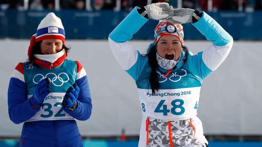 Marit Björgen ja Krista Pärmäkoski jakoivat kolmannen sijan.