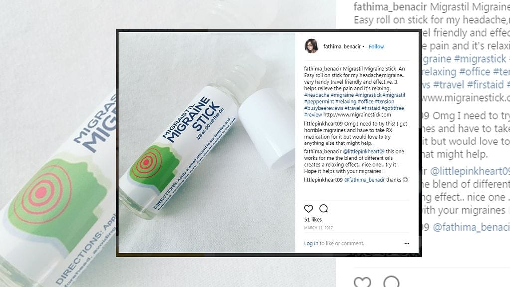 Migreenipuikko auttaa joidenkin ihmisten migreeniin. Kuvan lähde Instagram