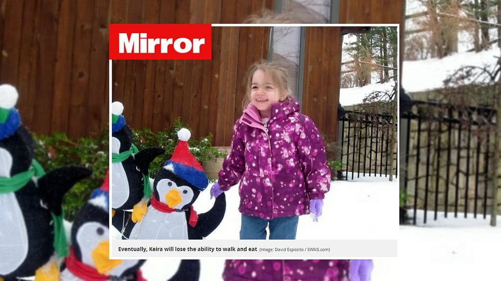 8-vuotias Keira on menettänyt jo puhekykynsä, seuraavaksi hän menettää todennäköisesti kävely- ja syömistaitonsa.
