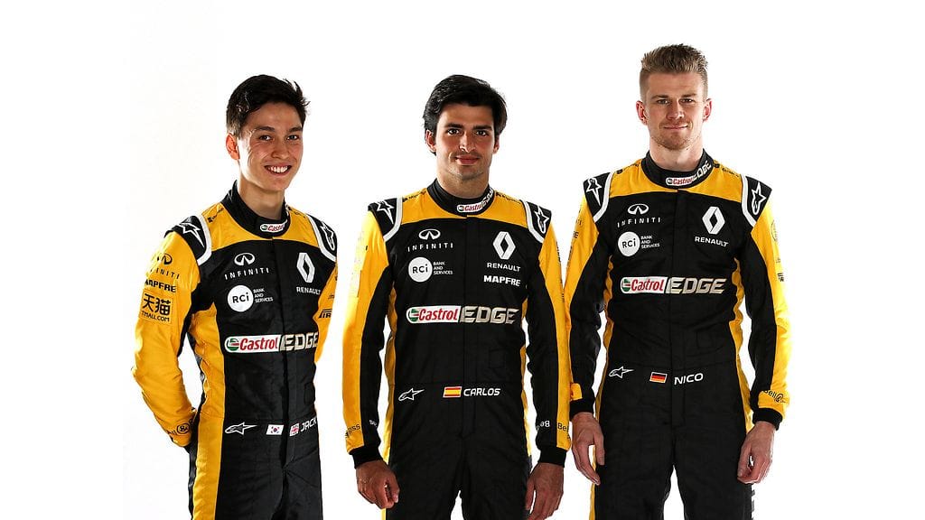 Jack Aitken, Carlos Sainz ja Nico Hülkenberg.