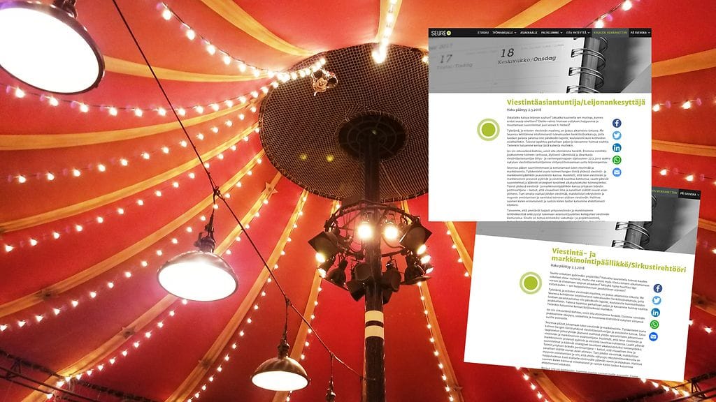 Henkilöstöpalvelu Seure etsii erikoisilla ja hauskoilla ilmoituksilla viestintäasiantuntijaa ja viestintä- ja markkinointipäällikköä.