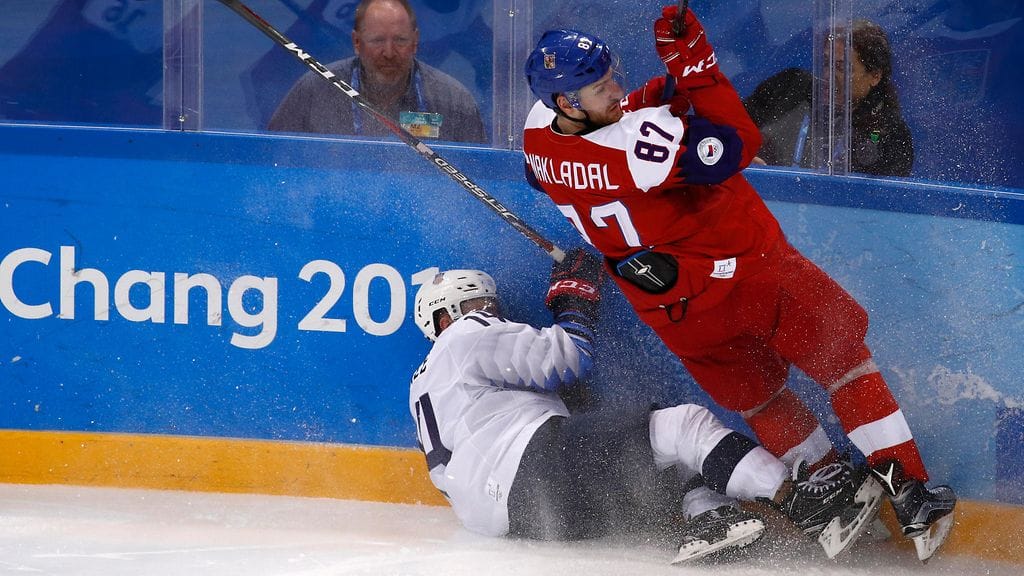 Jakub Nakladal USA-ottelussa.