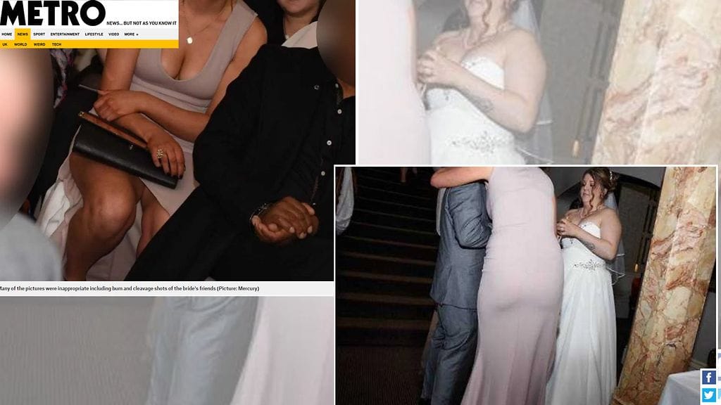 Kun Steph ja Paul Unwin saivat odottamansa hääkuvat kuvaajalta, luvassa oli järkytys. Kuvaaja oli ottanut yli 1600 kuvaa, joista 96 oli morsiusneidoista. Kuvien lähde Metro.co.uk