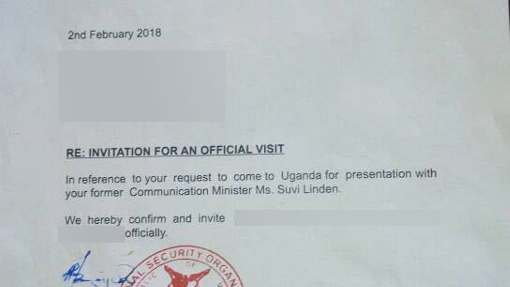 Ugandassa kuollut suomalaismies sai tällaisen kutsukirjeen. Kutsukirjettä on väitetty väärennökseksi.