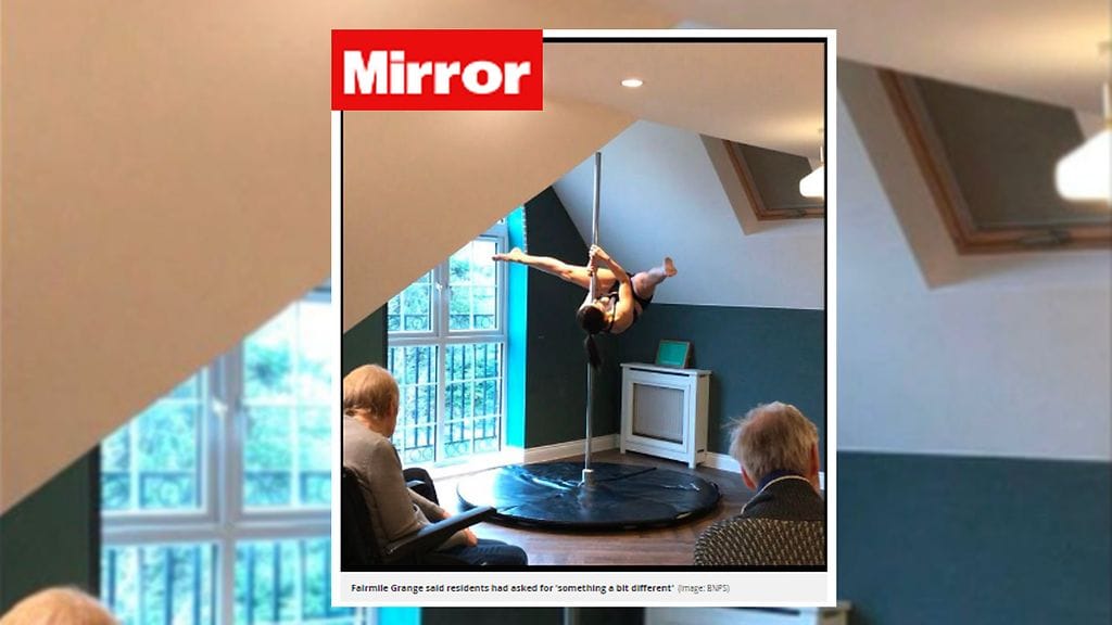 Eteläenglantilaiseen vanhainkotiin saatiin tankotanssijoita vierailulle.