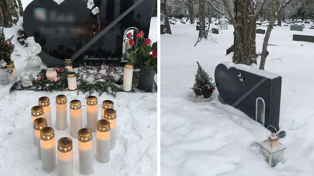 Pojan haudalla olleet esineet olivat hävinneet. Haudalta hävisi esimerkiksi lyhty, jonka sisään oli laitettu pikkuauto sekä enkelikoriste. vain kiinni jäätynyt kuusi ja pienempi lyhty oli jäänyt.