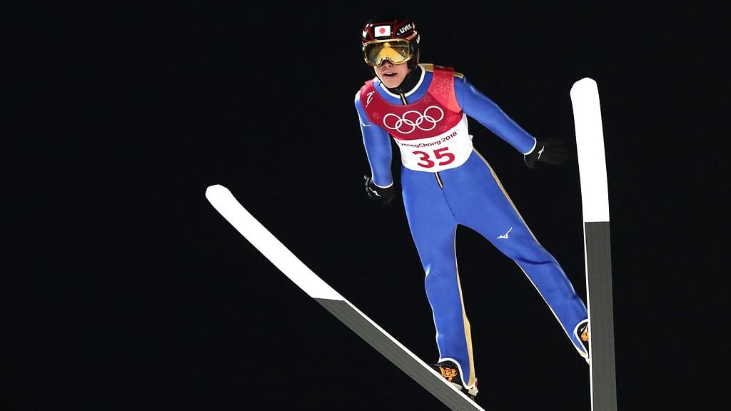 Ryoyu Kobayashi olympiamäessä.