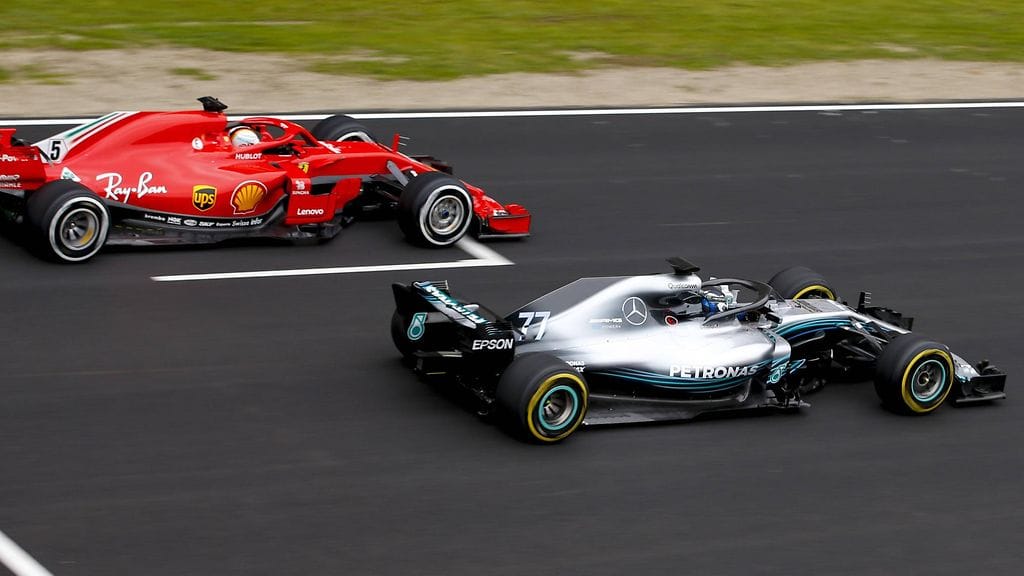 Sebastian Vettel ja Valtteri Bottas ottivat toisistaan mittaa testipäivän aikana.