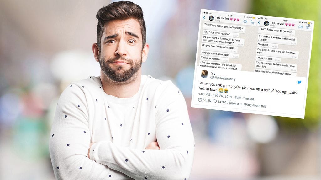 Naisten leggingsien osto ei ollutkaan englantilaismiehelle aivan niin helppoa, sillä vaihtoehtoja oli niin monia.