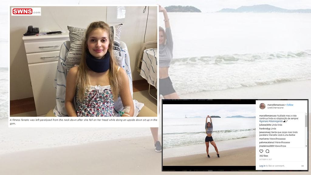 Vuonna 2016 Marcelle Mancuso halvaantui kaulasta alaspäin. Nyt hän on toipunut täysin. Kuvien lähde swns.com ja Instagram