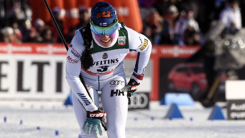 Krista Pärmäkoski sai kovan tällin ladulla.