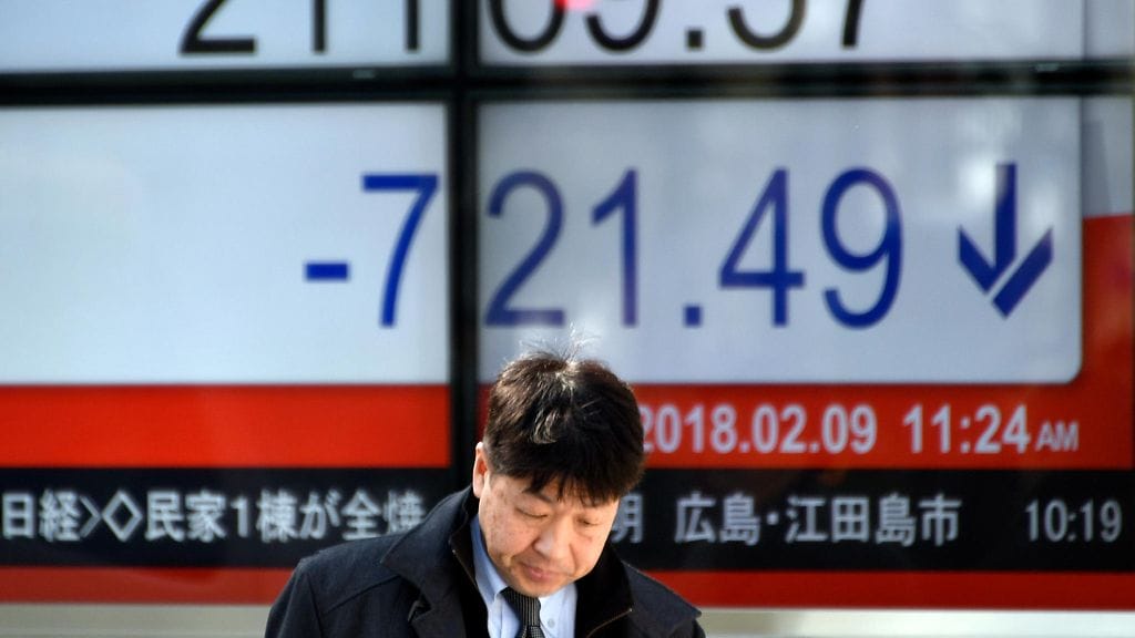 Tokion pörssi notkahti hieman myös helmikuussa 2018, kun Wall Streetin pörssi avautui ensin miinuksella.