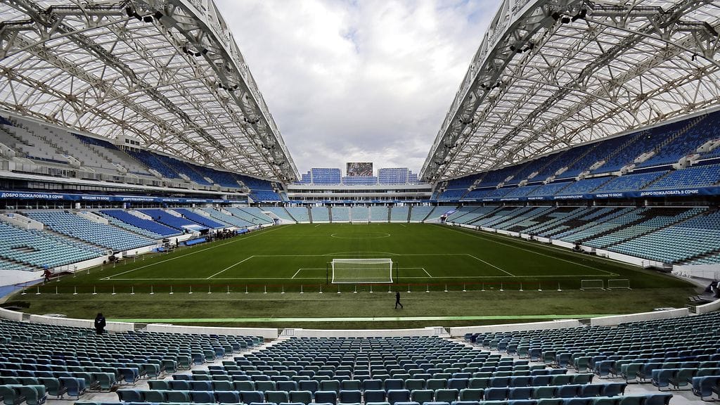 Sotsin stadion, jolla pelataan ensi kesänä lohkopelien lisäksi neljännespuolivälierä ja puolivälierä.