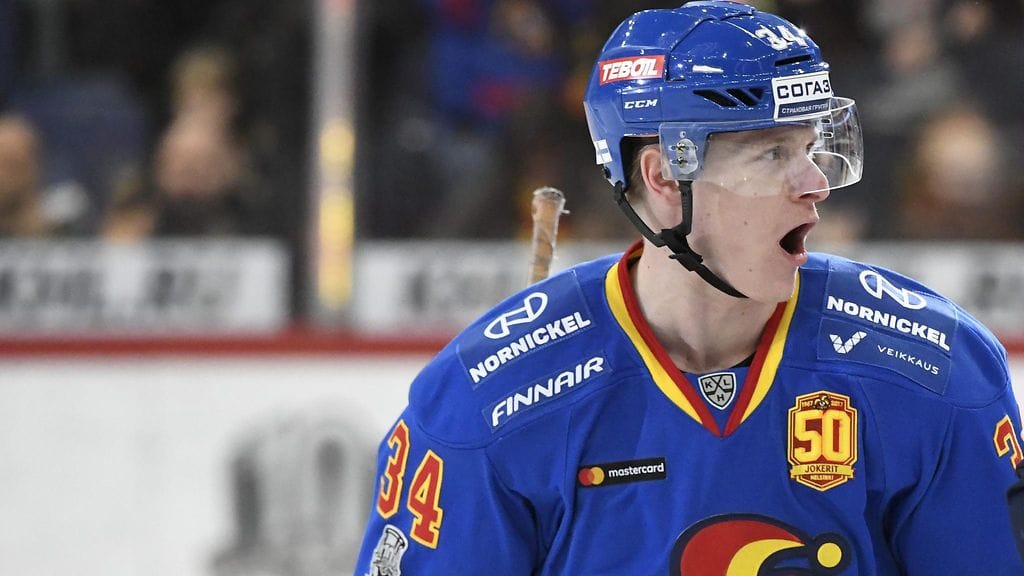 Olli Palola viimeisteli Jokereille kaksi maalia. Kuva aiemmasta kotiottelusta Sotshia vastaan.