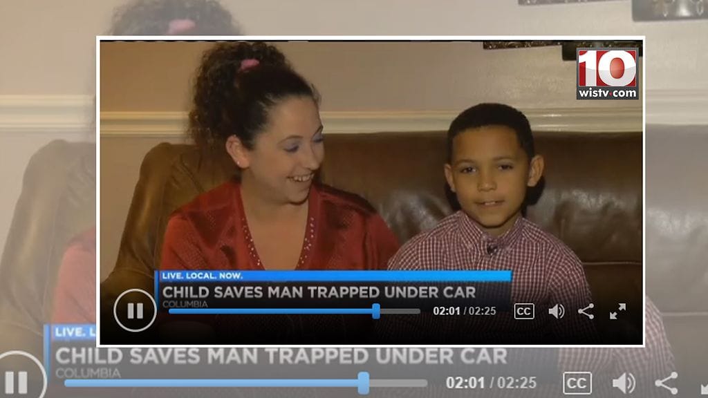 9-vuotias Malachi pelasti naapurinsa hengen, koska osasi käyttää tunkkia. Kuvan lähde wistv.com